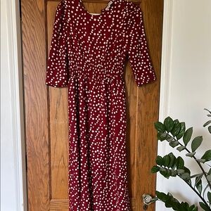 Hayden Red Scoop Neck Sundress 3/4 Sleeve